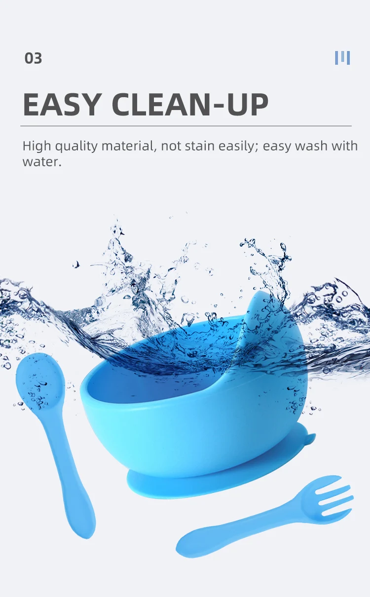 Baby Silicone Tableware Bowl Cutlery Set Toddler Feeding bowl Spork non-toxic harmless Kids Silicon super suction Bowl suit