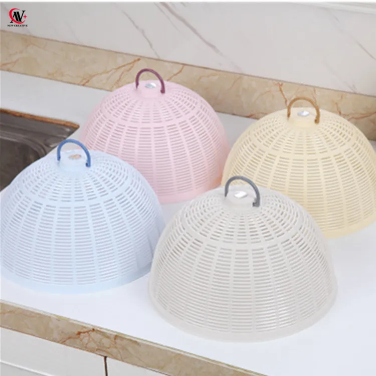 low price pp plastic round table cover with handle for kitchen food cover basket