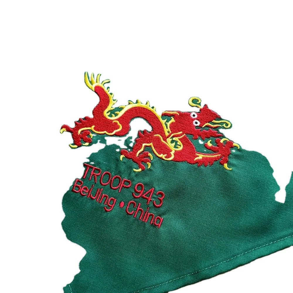 Custom embroidered scouts neckerchief  fabric embroidery neckerchief popular for scouting camping