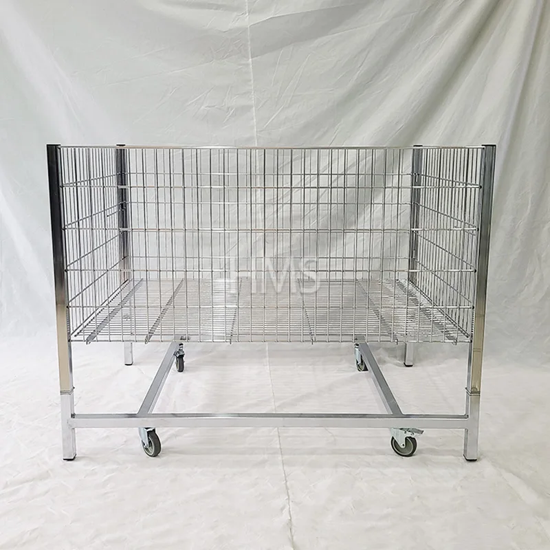 Chrome wire promotion table folding metal supermarket promotional cage