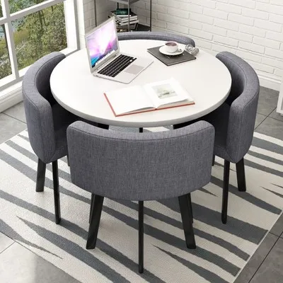 Modern Luxury Wood Kitchen Restaurant Tables and Chair Sets Room Furniture Small Round Marble Wooden Dining Table Set 4 Chairs