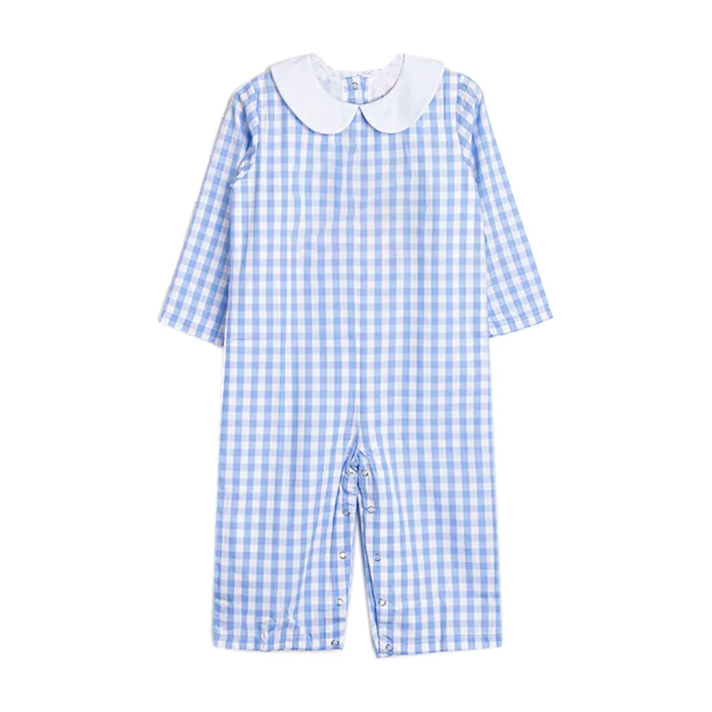 Monogram siblings matching light blue gingham children girls leggings set winter ruffled toddler kid girl clothing sets