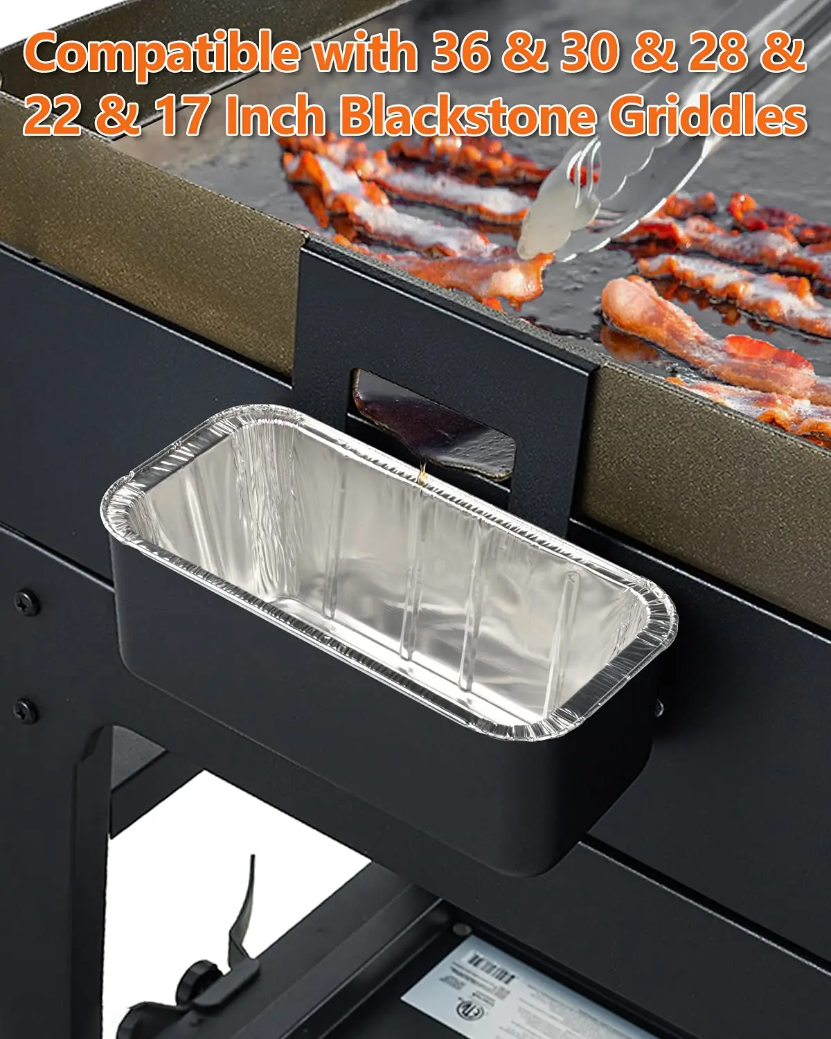 Grill Drip Pans Aluminium Foil Tray Grease Cup Liners and Metal Holder Compatible with Blackstone Griddles 28/36/30/22 /17 Inch