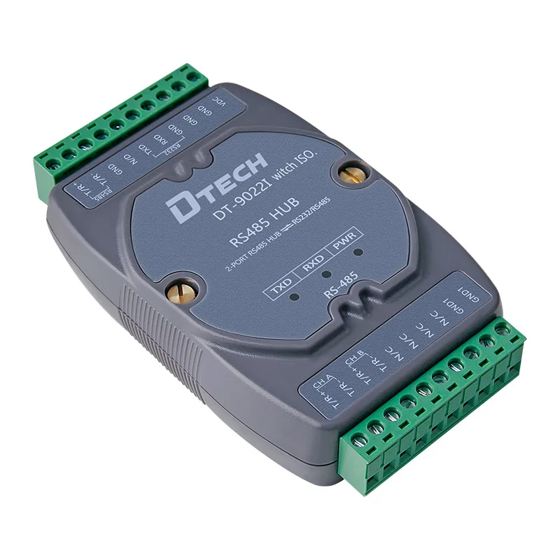 DTECH industrial-grade serial communication converter Photoelectric isolation active RS232/RS485 to 2 ports RS485 HUB