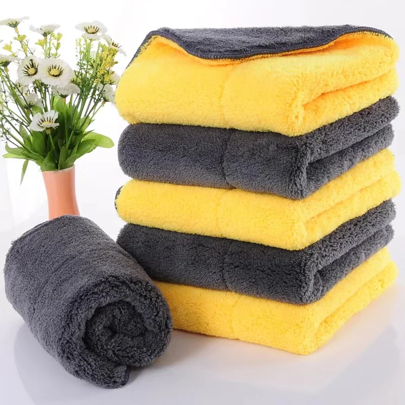 Manufacturer high quality microfiber cleaning cloth towel 1200 gsm thicken machine washable absorbent car washing cloth