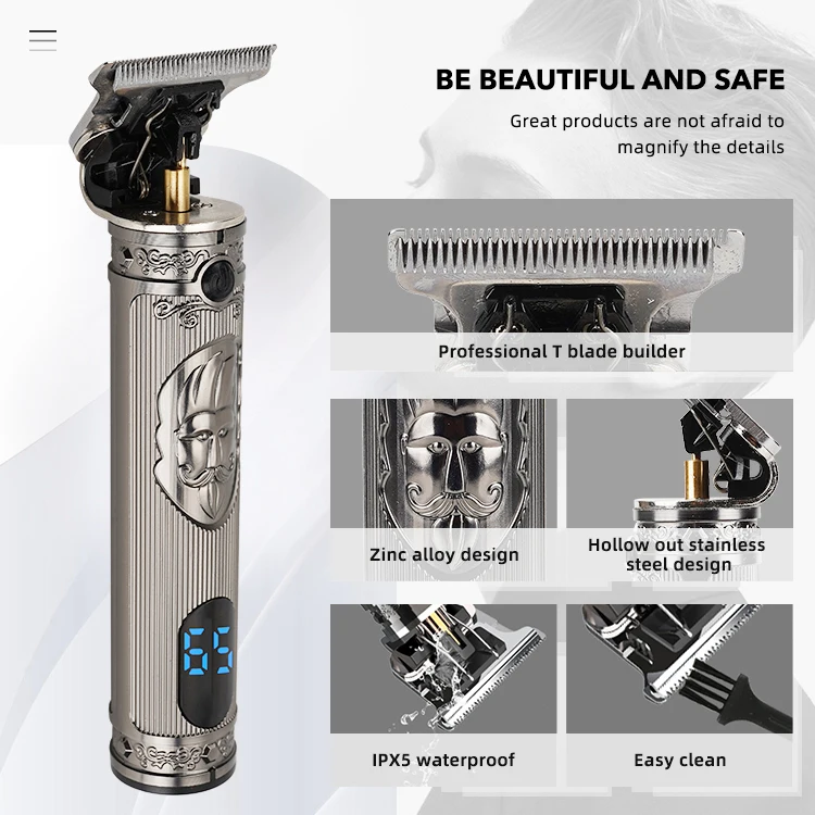 All-metal Barber Professional Hair Clippers Electric Cordless LCD Hair Trimmer Hair Cutting Machine