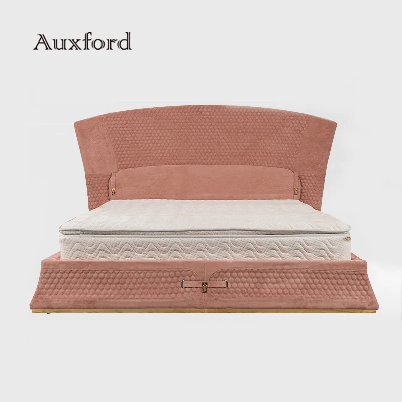 Luxury Design Hot Selling Modern Genuine Leather Bed king Size for Big House and Villa Bedroom Furniture