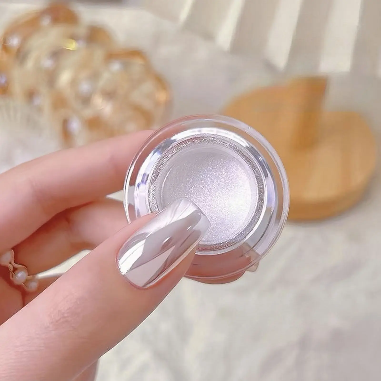 Chrome Magic Mirror Shine Nail Pigment Metallic Chrome Aurora Moon Light Pearl White Chrome Nail Powder