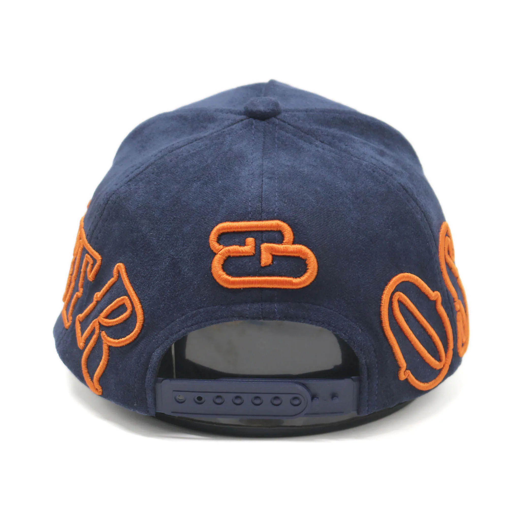 Small MOQ 5 panel suede baseball cap with customized embroidery logo