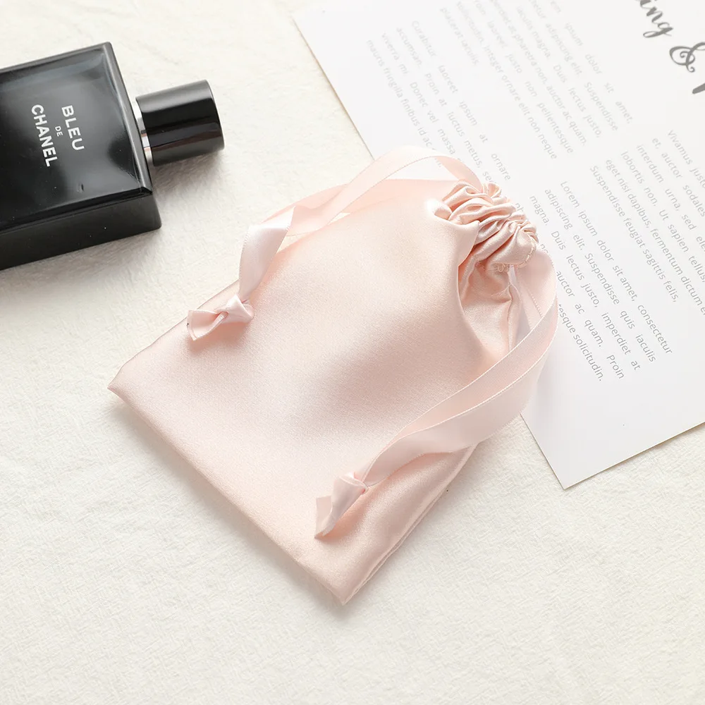 2022 new cheap drawstring bag travel custom logo private label sleep silk satin eyemask set