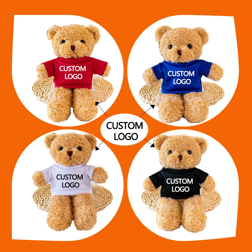 OEM ODM Manufacturer Low MOQ Custom Teddy Bear toy With Company Logo T-shirt Plush Custom Plush Bear Stuffed Toy Company Gifts