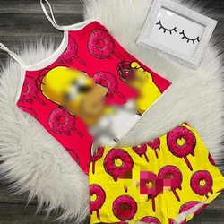 KKVVSS 1518 summer sleepwear series cartoon printed silk pajama femme two piece sets in summer cute and sexy nightwear