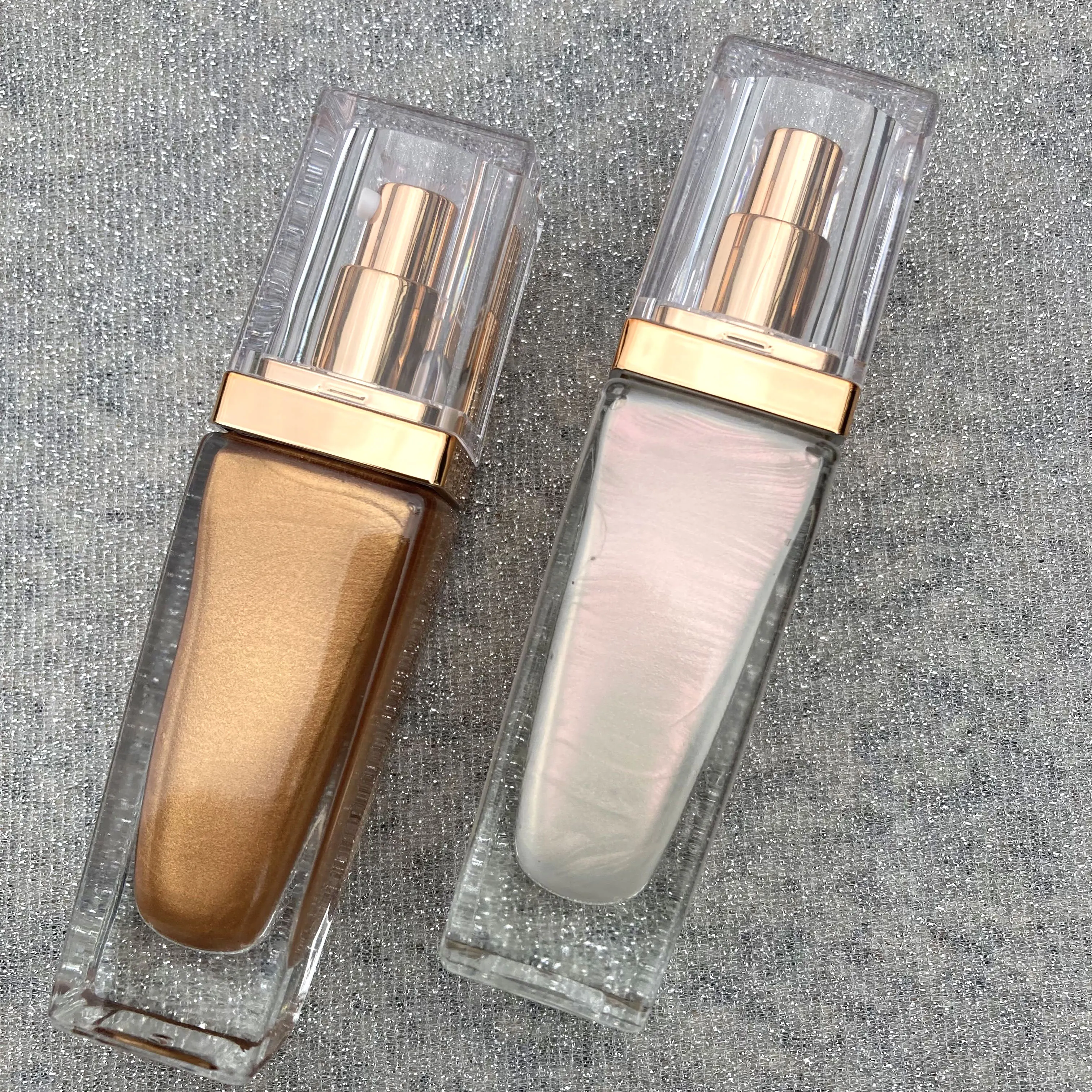 Body Shimmer Powder Empty Bottle Wholesale Highlighter Loose Powder Bronzer Glass Bottle No logo Makeup Highlighter Spray