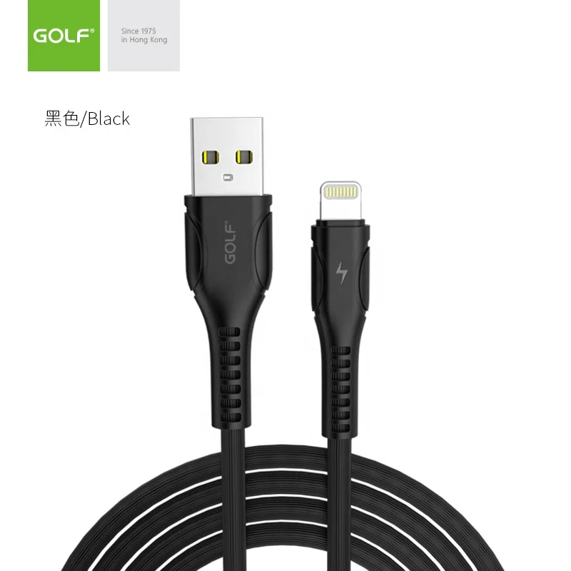 GOLF 2.4A Charging Data Cable  USB to I-phone Cable  1m PVC Power Fast Cable   Factory  Price CE FCC ROHS Certificates