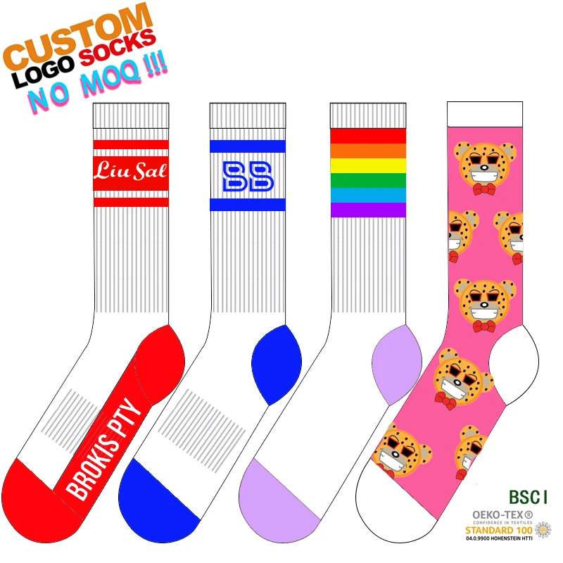 Пользовательский логотип без минимального заказа Дизайн собственный модный жаккард с вышивкой мужские спортивные хлопковые короткие носки