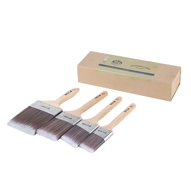Muti-size customized 100% polyester Beech wood handle flat purdy paint brush set