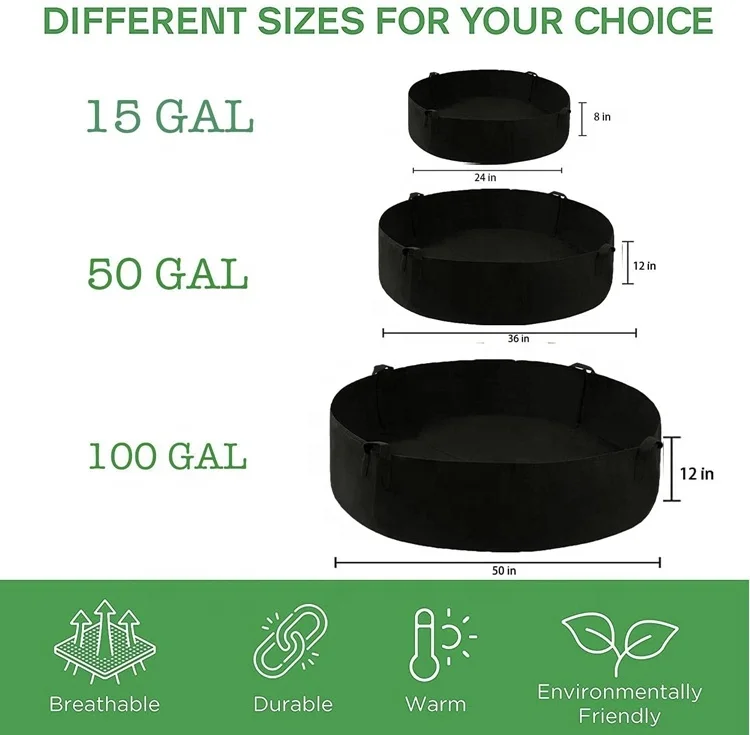 Farm nursery planter grow bag tree seeding pot fruit fabric plant pots Flower pot 100 gallon grow bags for planting vegetables