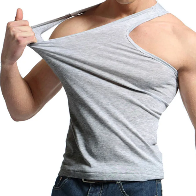 Оптовая продажа от китайского поставщика, регулируемая майка, белая майка, ребристый повседневный мужской топ для тренажерного зала, мужские жилеты для бодибилдинга