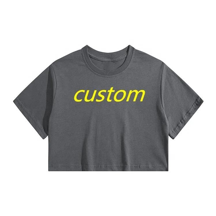 China High Quality 100% Cotton Slim Women T-shirt with printed custom your brand logo Apricot Girls Summer T-shirt