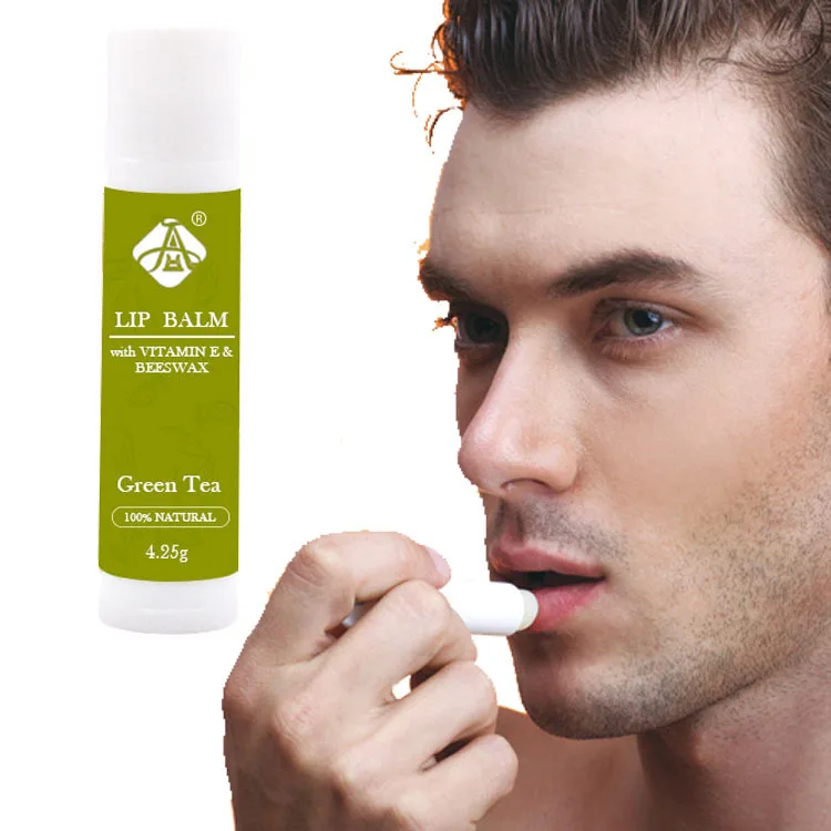 AH Exfoliating Moisturizing Green Tea Coconut Beeswax Chapstick Lip Blam Men for Private Label