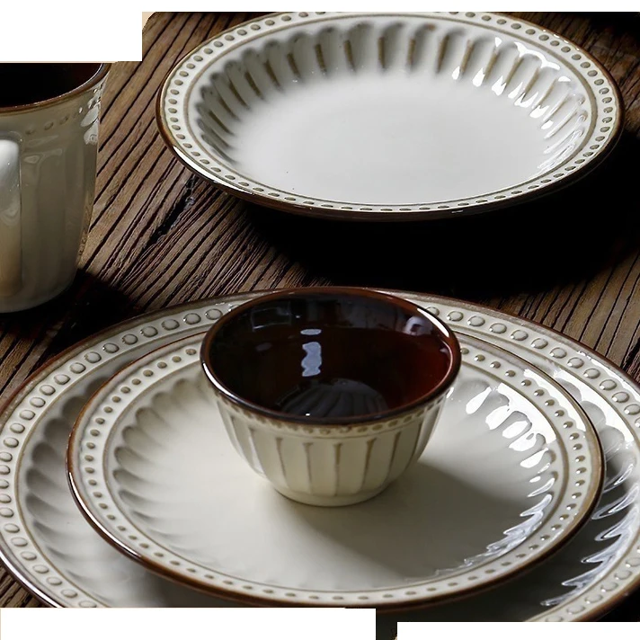 Wholesale European Fine Ceramic Tableware 8 Pcs Table Ware Dinner Set Crockery Ceramic Dinnerware Sets