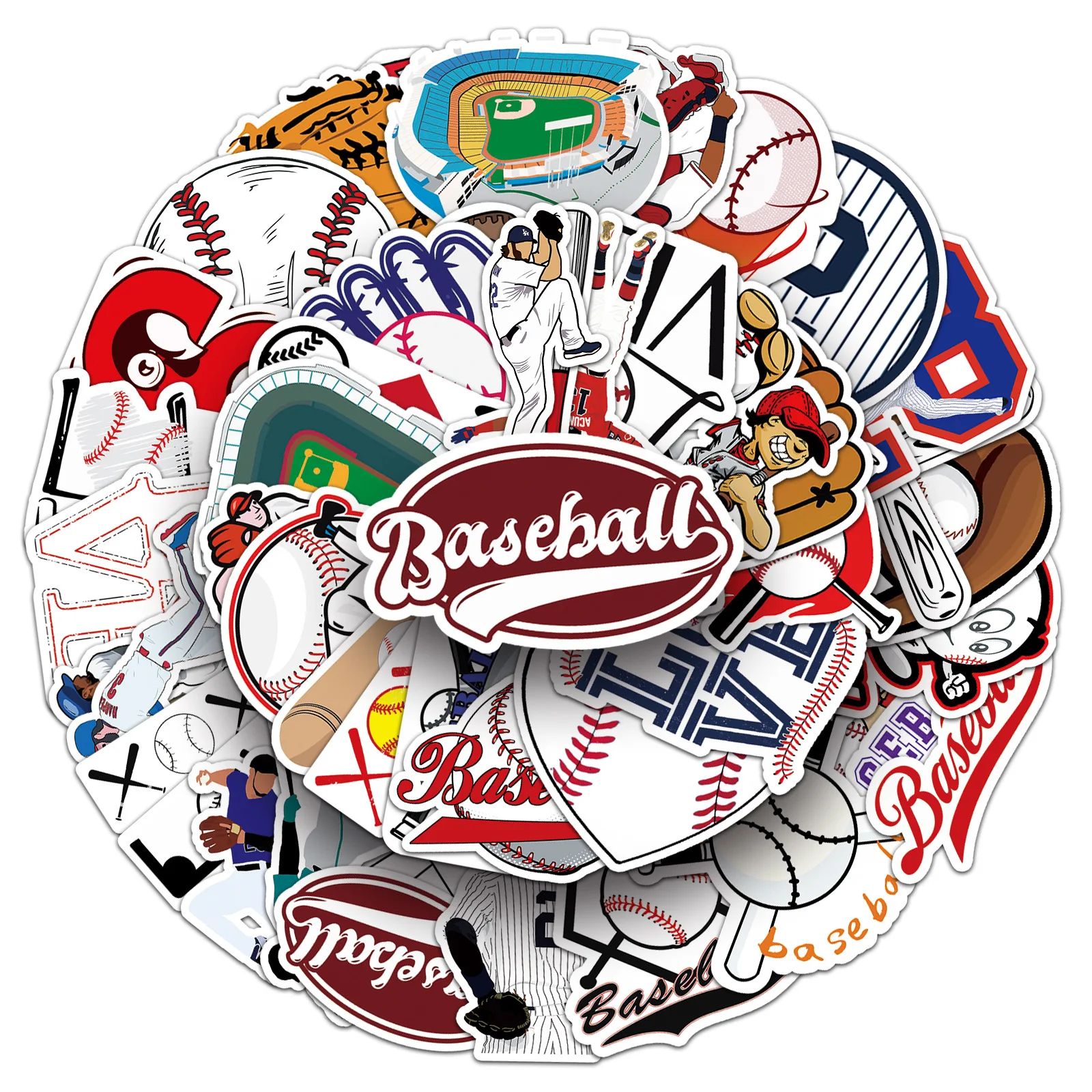 50pcs cartoon baseball graffiti stickers decorate guitar suitcase waterproof stickers wholesale