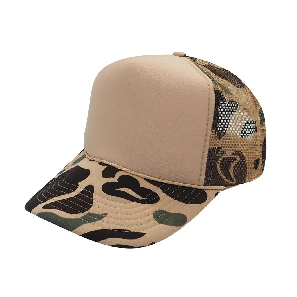 Snapback Flat bill High crown Retro 3d Manufacturer Snapback Outdoor High quality With rope Camo Trucker Hats