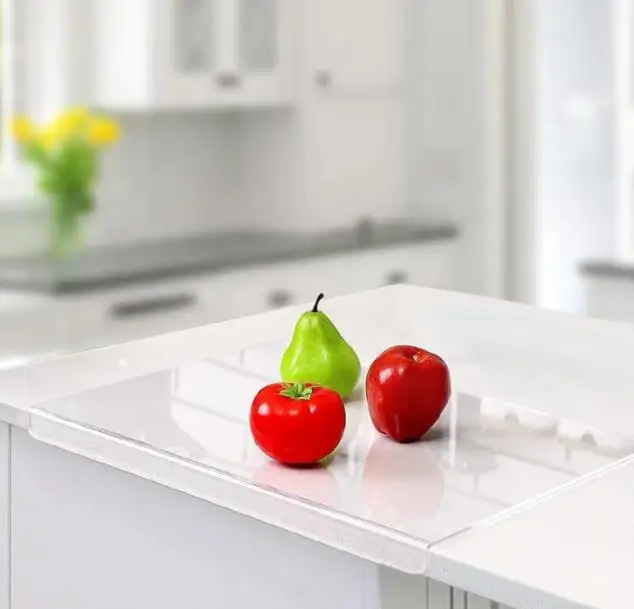 2023 NEW Acrylic Anti-Slip Transparent Cutting Board with Lip for Counter Countertop Protector
