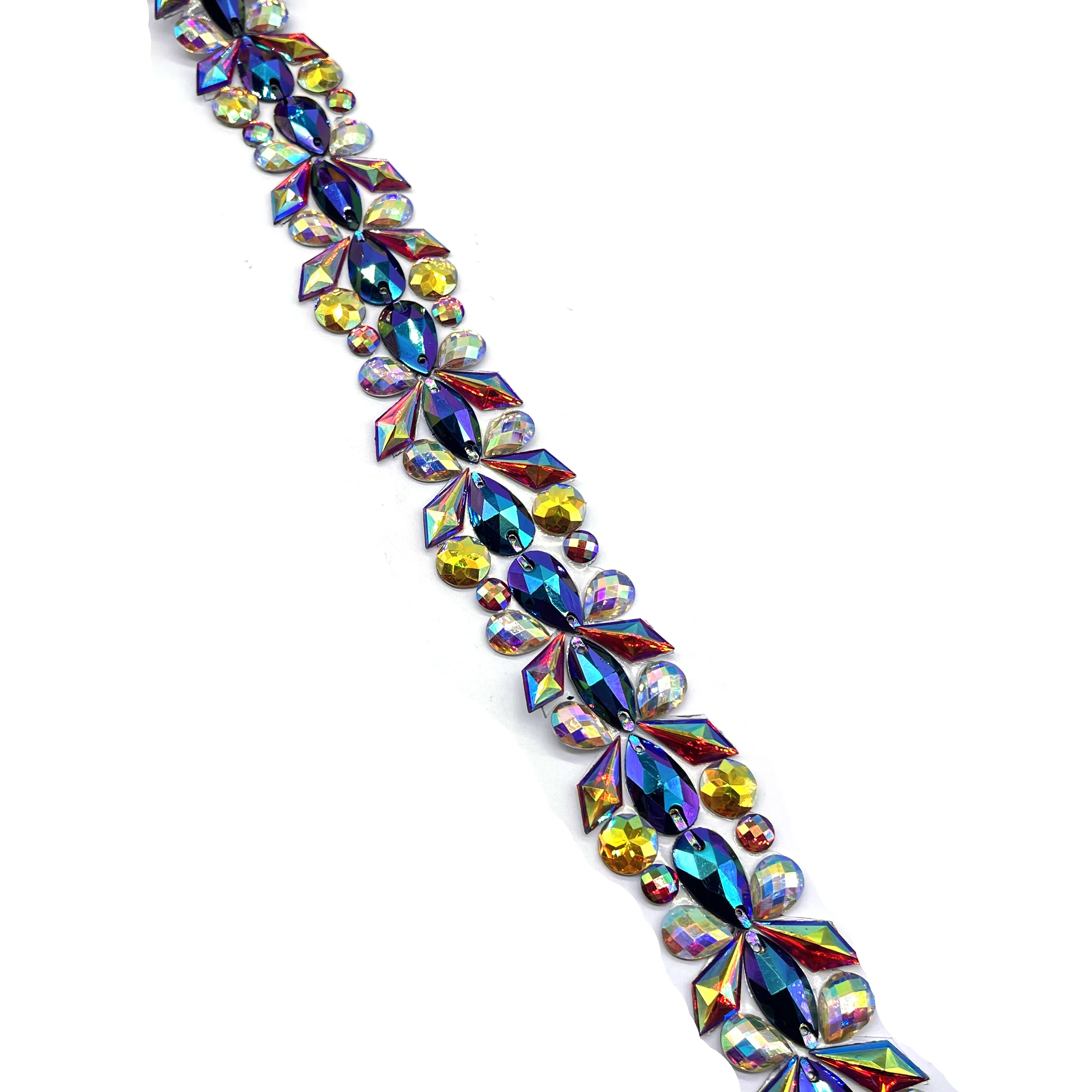 2024 UK London Miami Samba Carnival Customized Hot Fix Rhinestone Trim Applique Gem Trim for Shoes Bags Garments