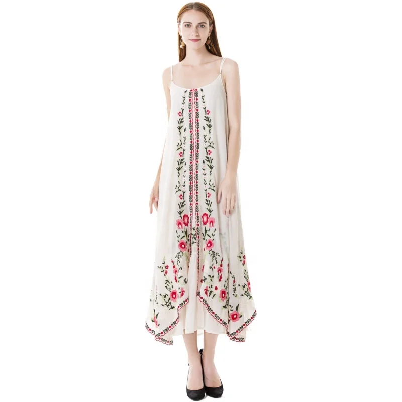 ladies lace round neck butterfly beach dress bohemia sleeveless boho casual maxi dresses summer embroidered dresses women