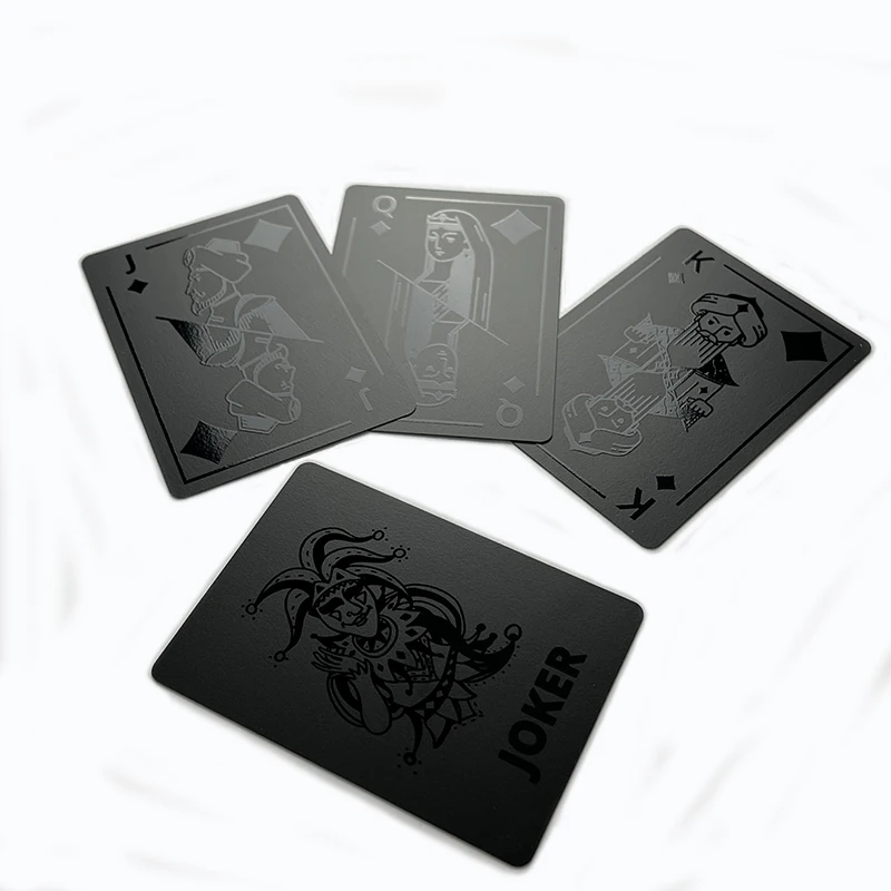 Ready To Ship High Quality Creative Durable Waterproof Smooth PVC Plastic Black Poker Playing Cards For Adult
