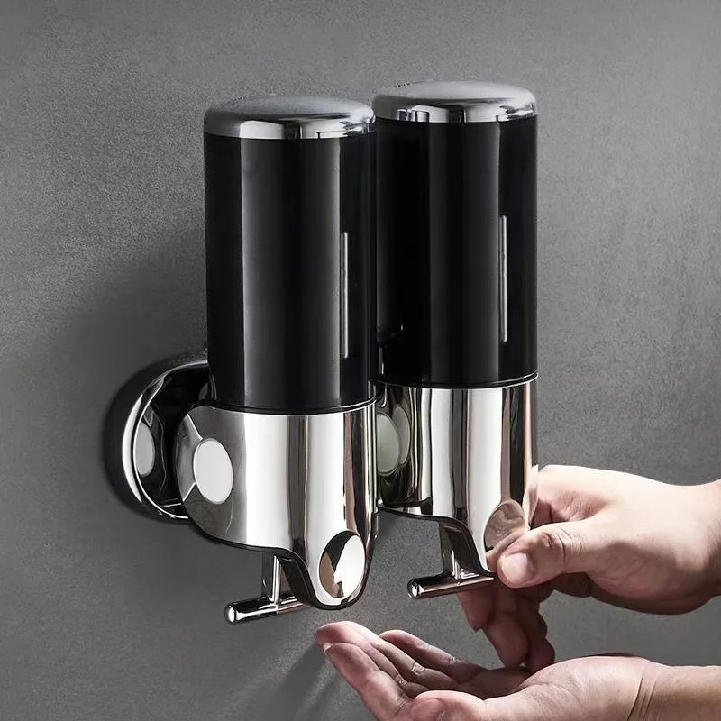 New design Pressing ABS Plastic 500ML*3 Capacity Chromed Hand Wall Mount Triple Liquid Soap Dispenser