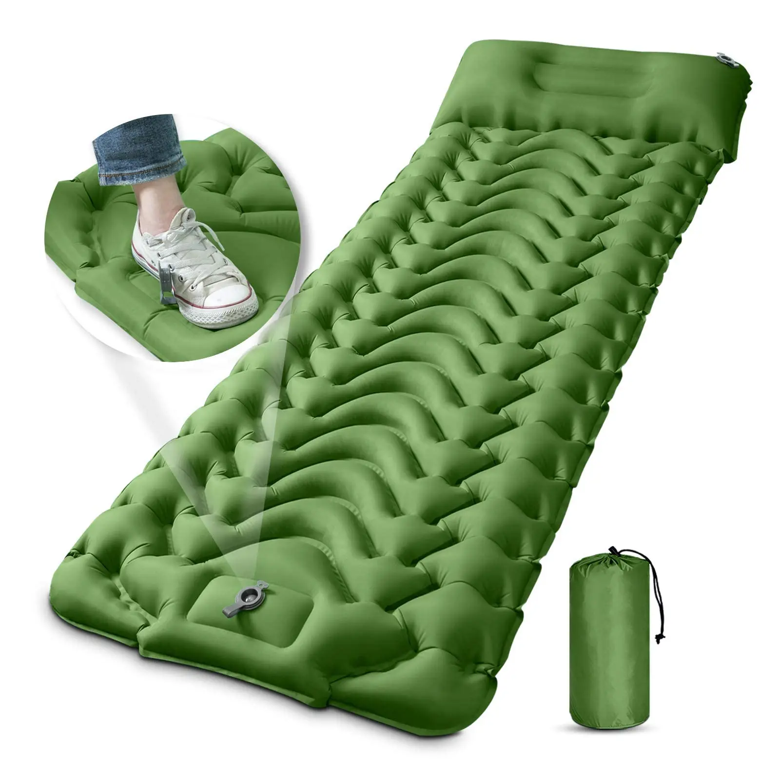 Lightweight Compact Air Mattress Best Sleeping Mat Ultralight Inflatable Camping Sleeping Pad Mat with Built-in Foot Pump