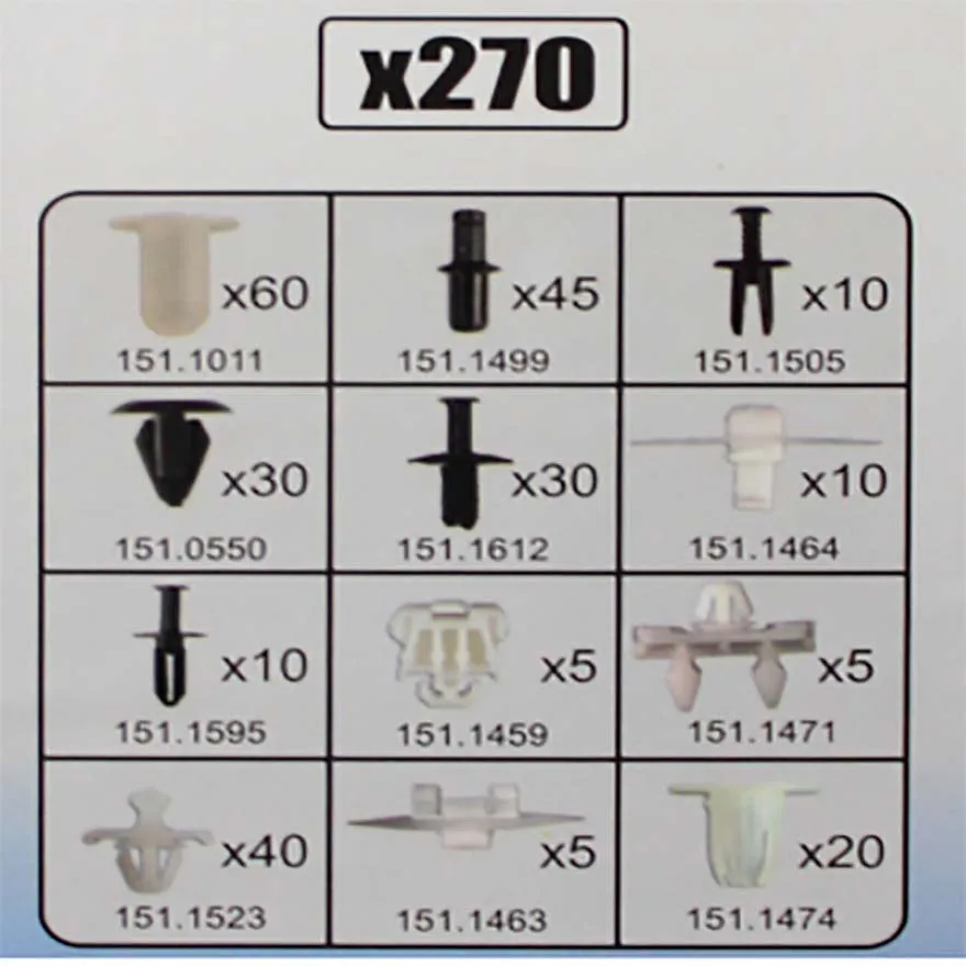 
High Quality 270Pc Car Floor Mats Fastener Clips For Convertible Car 