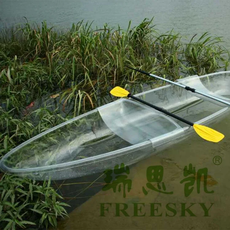 
Wholesale cheap plastic see through bottom crystal clear transparent kayaks with paddles <span style=