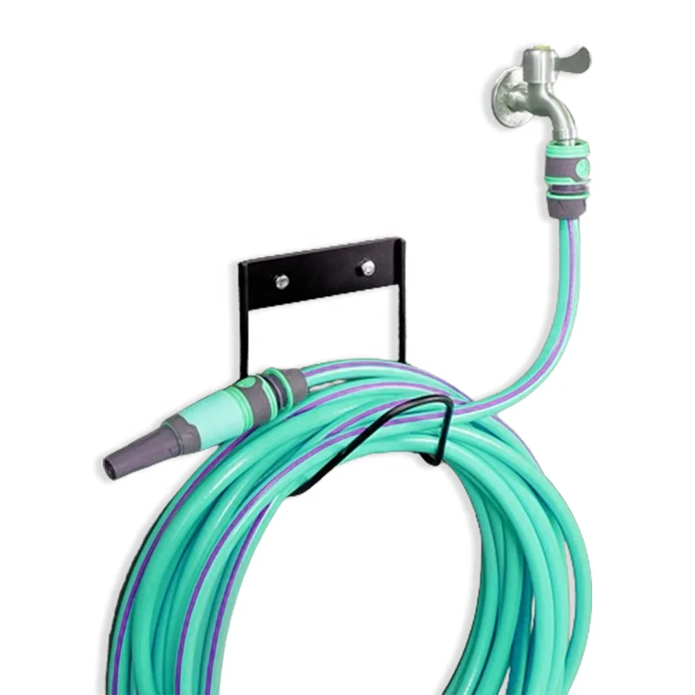 Household portable and simple metal wall hanging hose storage rack multi-functional hook for hose storage and finishing