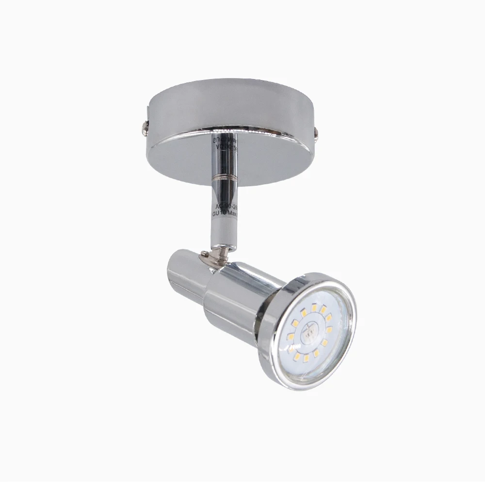 
Modern Bathroom Chrome Metal Rotatable Spot GU10 Bulb 3W Included 3000k Warm Light AC90-260V IP20 Living Room ceiling Lights 