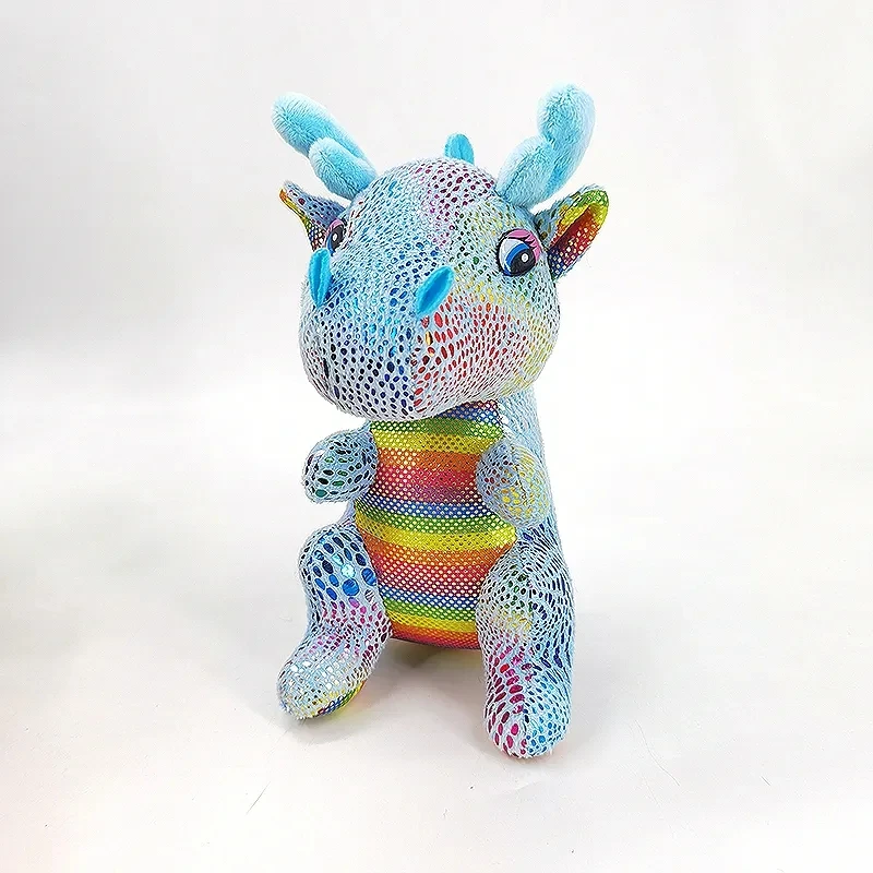 soft toy chinese dragon plush toys for children three colors cute glitter dragon plush toy
