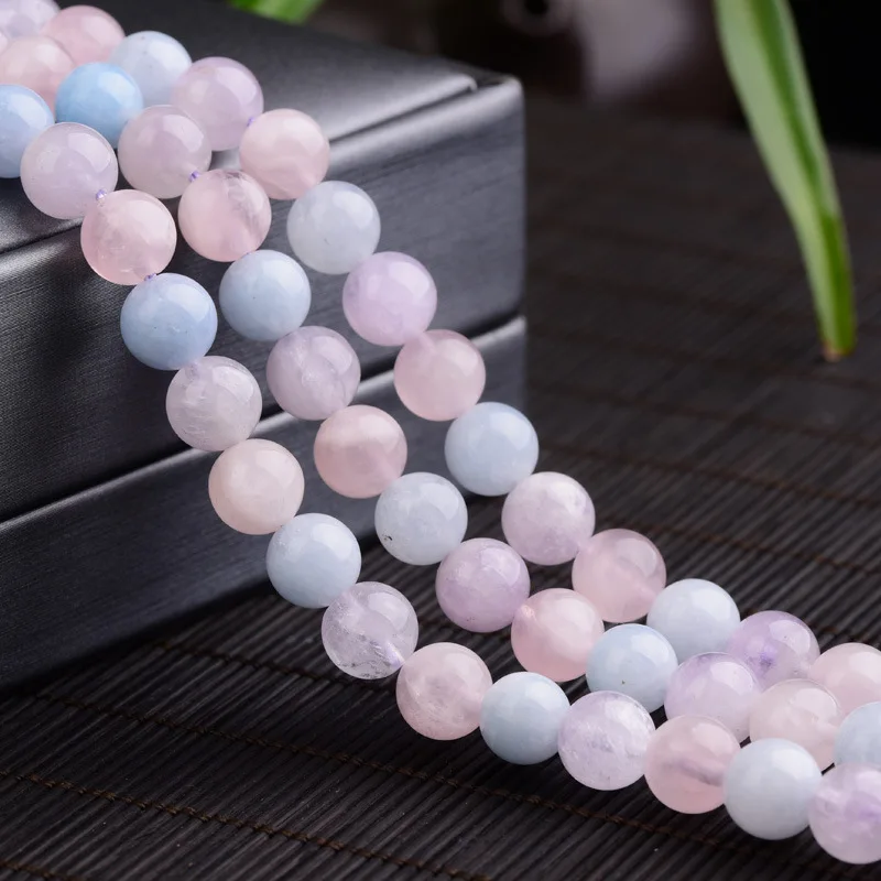 Natural Morganite Beads Strands Round Smooth Loose Beads Crystal Energy Stone for Jewelry Making
