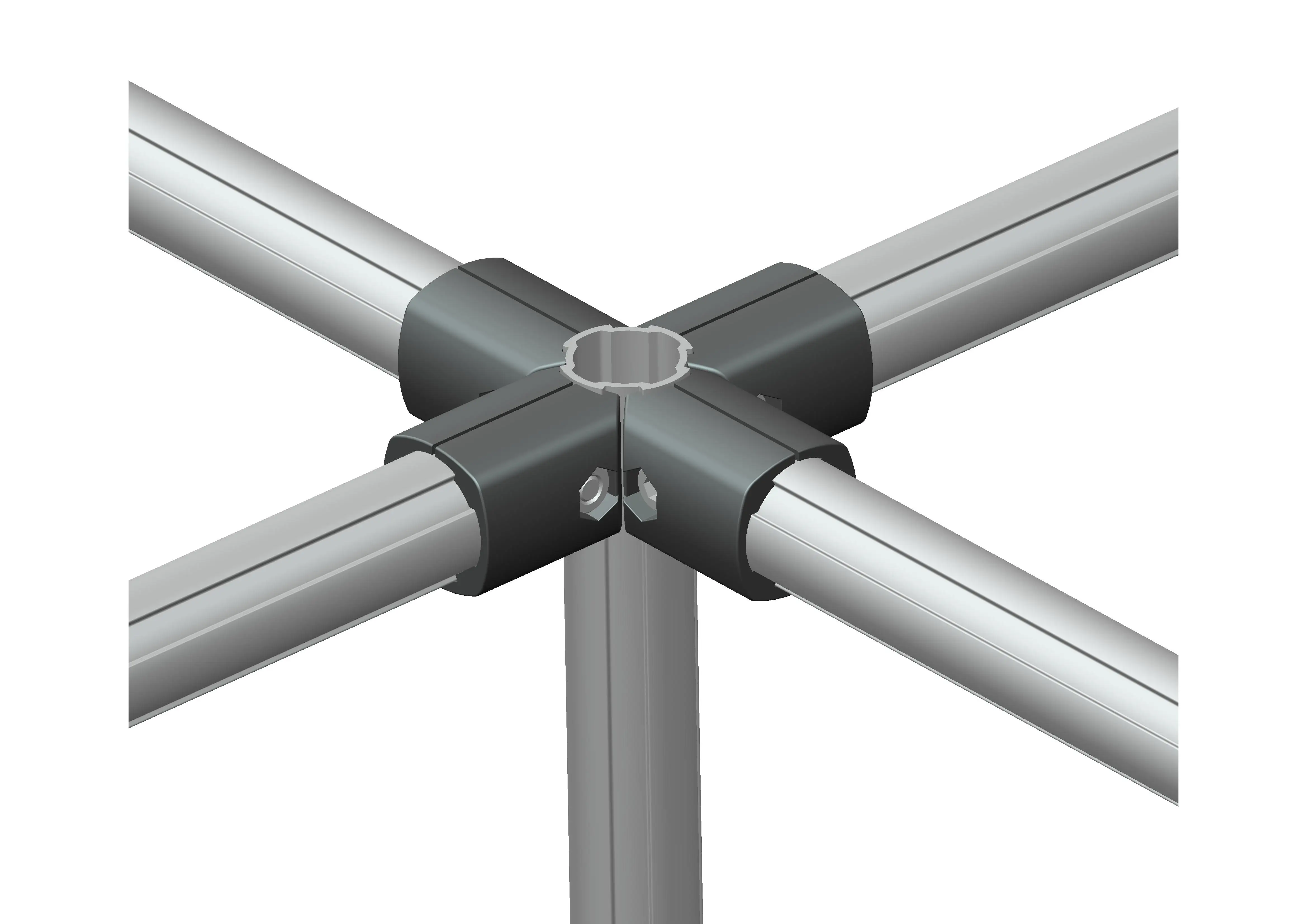 Easy to install die-cast alu pipe connector for aluminium tube rack system J43-A01