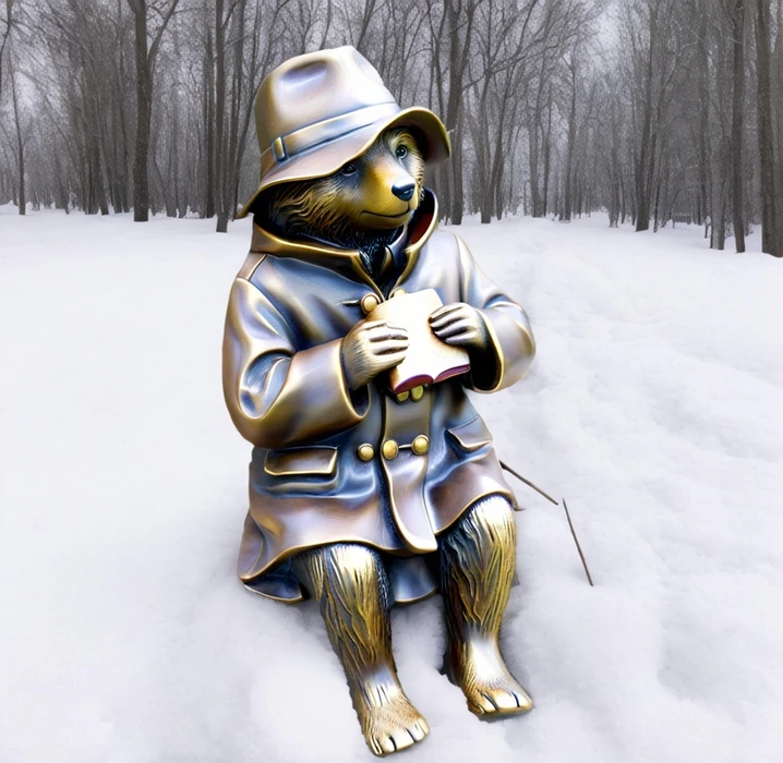 Custom Cast Copper Sculpture Private Realistic Bronze Paddington Bear Statue Realistic Humanoid Statue