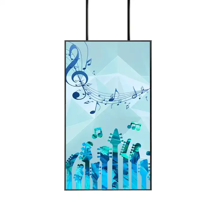 55-Inch Double Hanging Transparent LCD Screen Digital Signage Display for Indoor Video Advertising Digital Poster Application