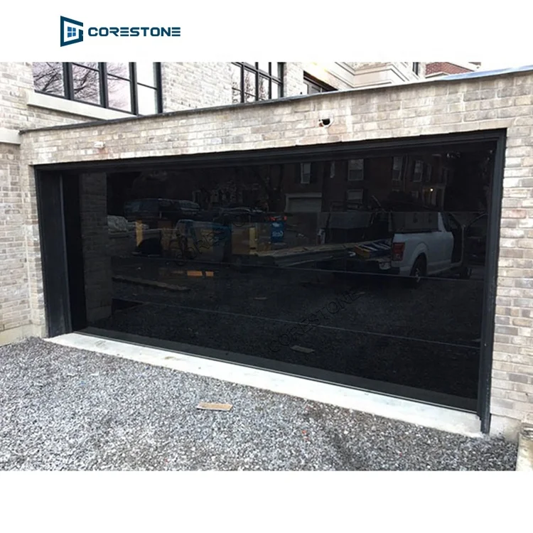 Garage door manufacture produce high quality frameless aluminum mirror reflective glass garage door