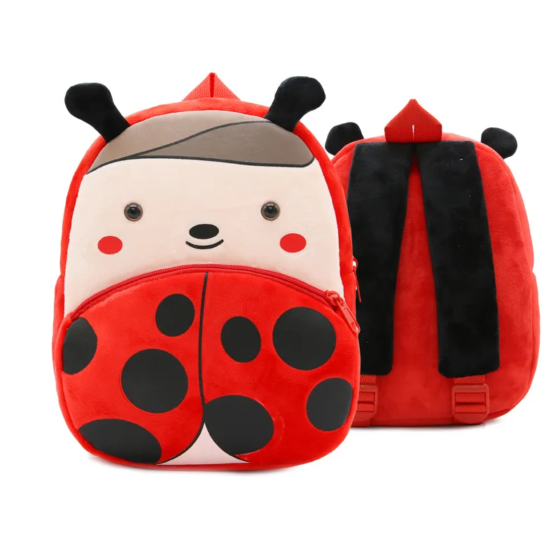 Custom Kindergarten Early Teaching School Bag For Kids 3D Cartoon Zoo Series Cute Frog Cow Ladybug Plush Toy Backpack