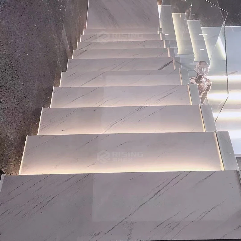 Factory Prices Luxury Indoor Villa Non Slip White Natural Stone Marble Stairs Tread Staircase Tiles