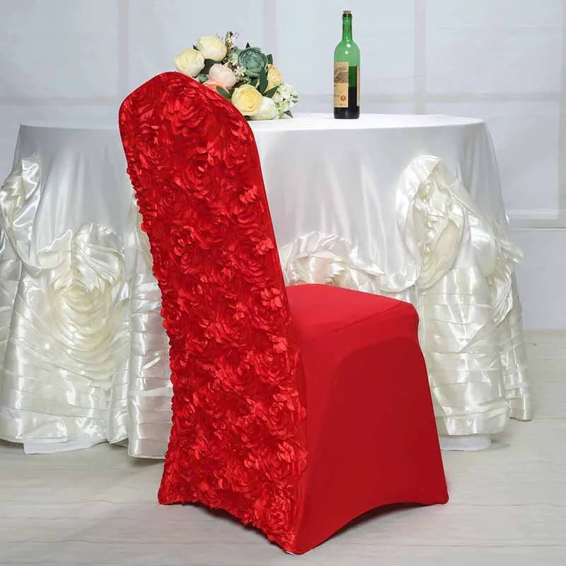 Wholesale Universal Chair Cover With Flower Custom Color Custom Size  Universal Banquet Elastic Stretch  Covers For Events