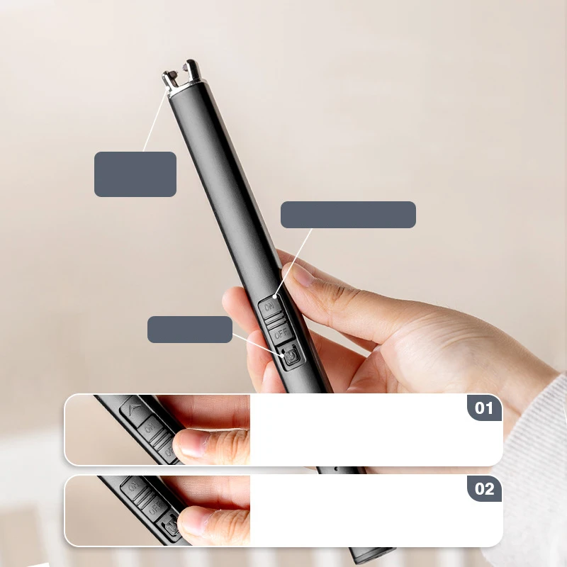 Electric Arc Lighter Battery display Electric USB kitchen Lighter Strong wind resistance Multi colors Lighter