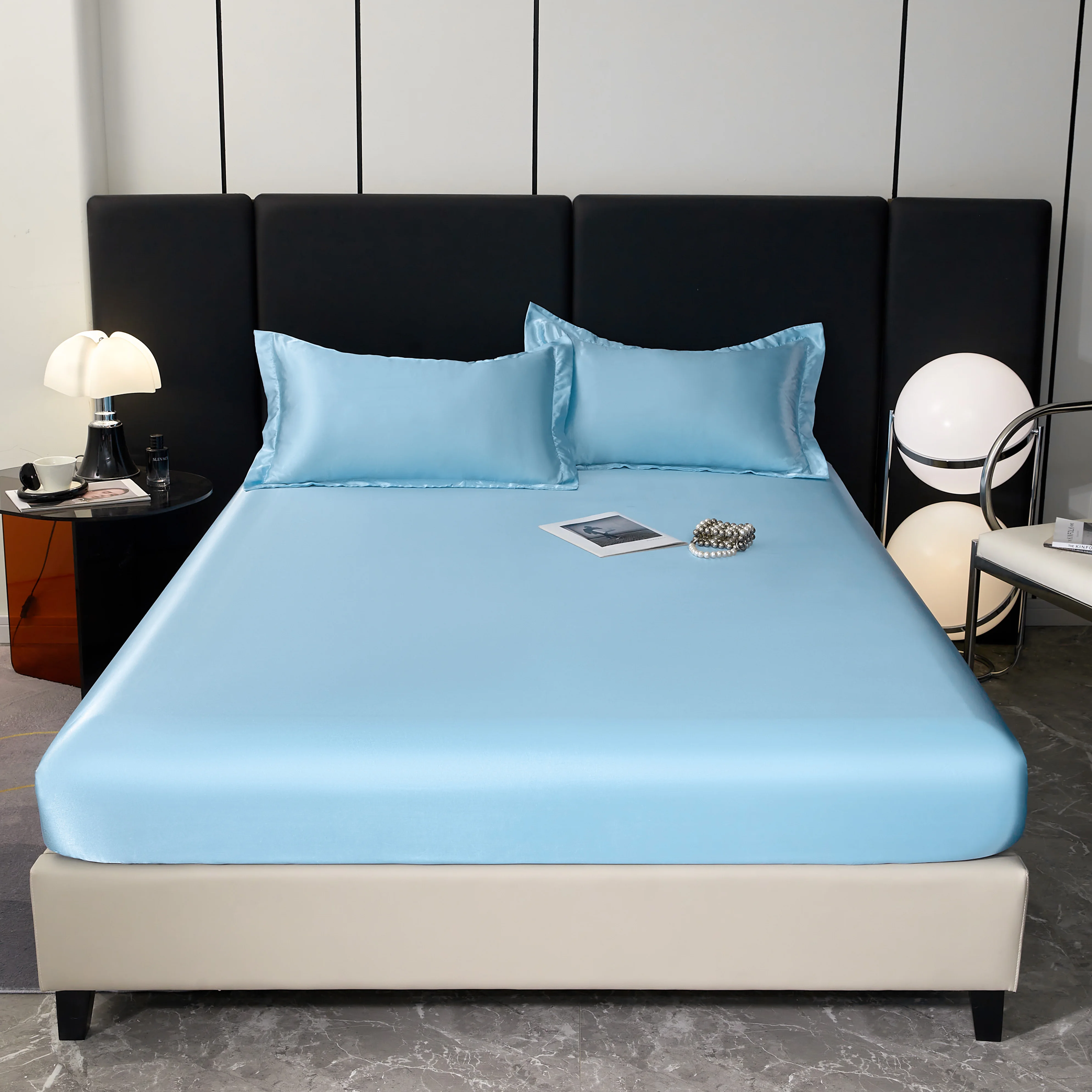 2024 Hot Sale 3pcs Silk Satin bed sheets Ultra Soft Silk Satin Fitted sheet Set