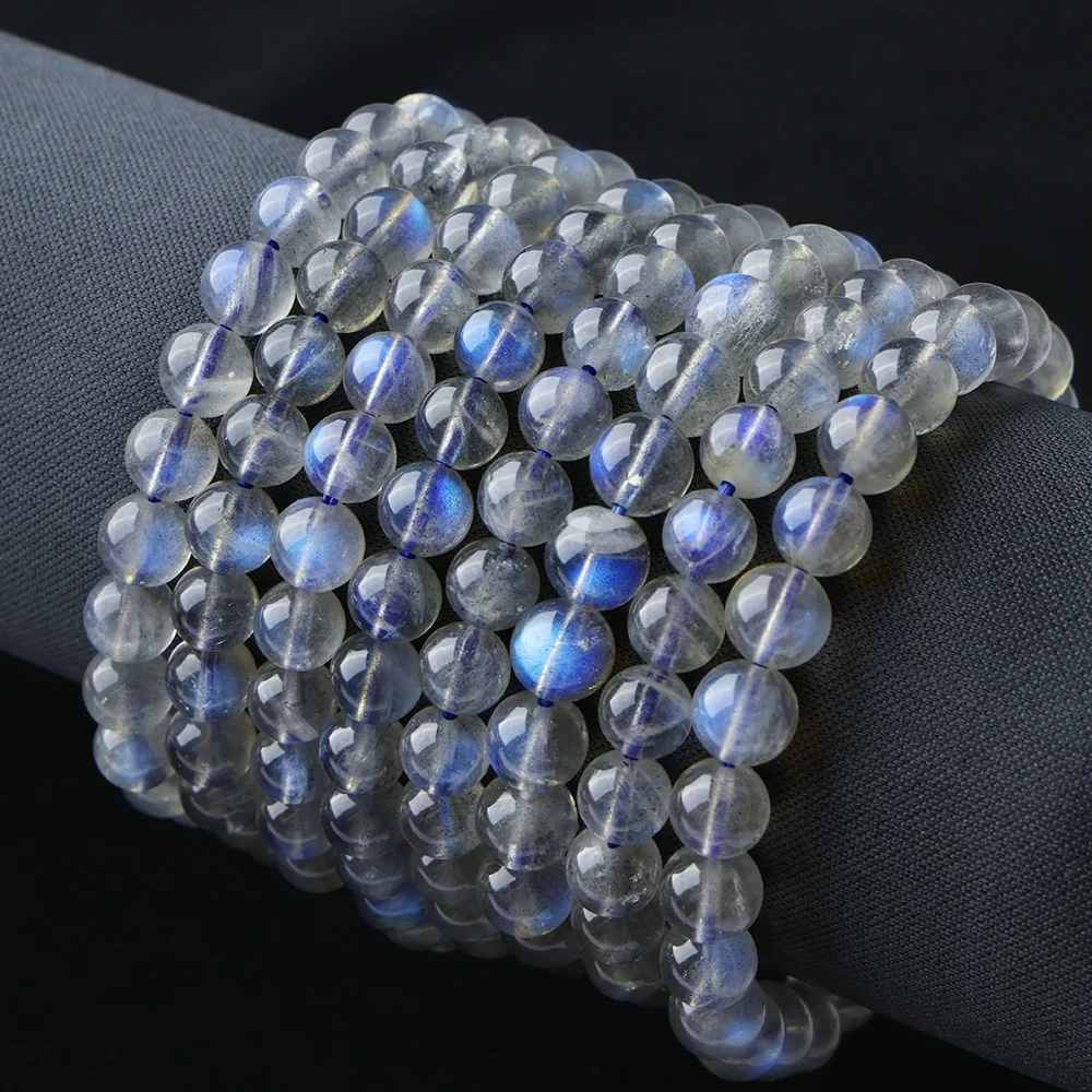 JSES Top Quality Natural Blue Labradorite 6/7/8/9/10mm Bracelet Loose Gemstone Beads for Jewelry Making Wholesale  Crystal Beads