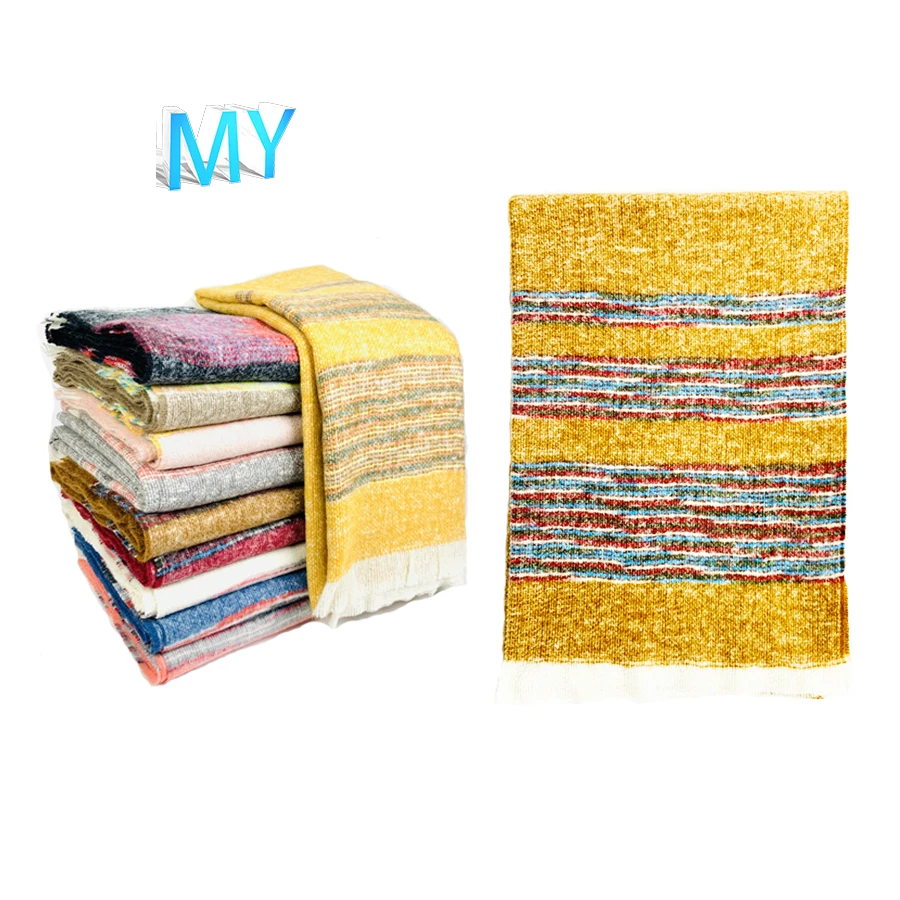 Factory Direct Cheap Women Winter Tartan Plaid Blanket Acrylic Scarf